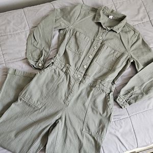 Old Navy Norfolk Pine Army Green Cotton Denim Women's Small Utility Coveralls
